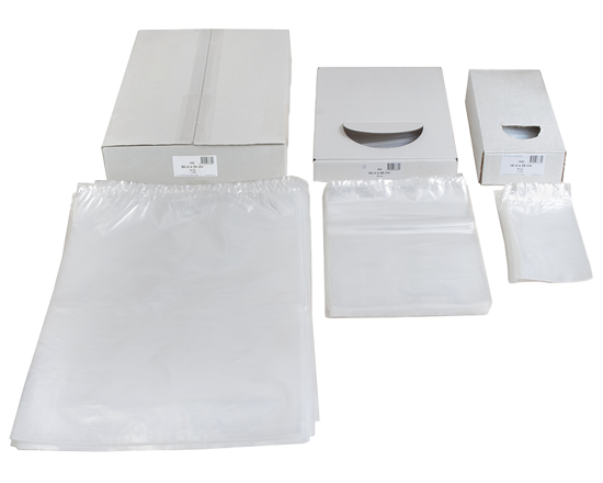 Sacs en polyéthylène LDPE - Sacs en polyéthylène pour le reconditionnement et/ou le regroupement de produits, pratiques pour une utilisation polyvalente. Les sacs sont transparents. Ils sont 100 % recyclables et présentés dans des boîtes blanches. Tous les sacs LDPE sont de qualité alimentaire. Épaisseur 50 microns (résistance moyenne).