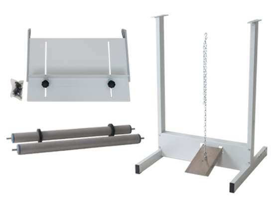 Accessory set for Magneta - Get the most out of your Magneta. Audion composed this complete set of accessories for the Magneta to maximize the customer's advantage of combining all accessories together. The set includes a work table with adjustable bag holder, support stand with foot pedal and a Set of Rolls & Polylock.