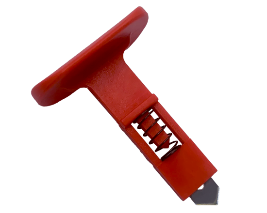 Porte-couteau complet ISM - Ce porte-couteau à ressort comprenant un couteau est équipé sur les soudeuses Audion Sealmaster (ISM(S)K). Nous conseillons de garder cette pièce de rechange en stock pour garantir la continuité de votre processus de production.